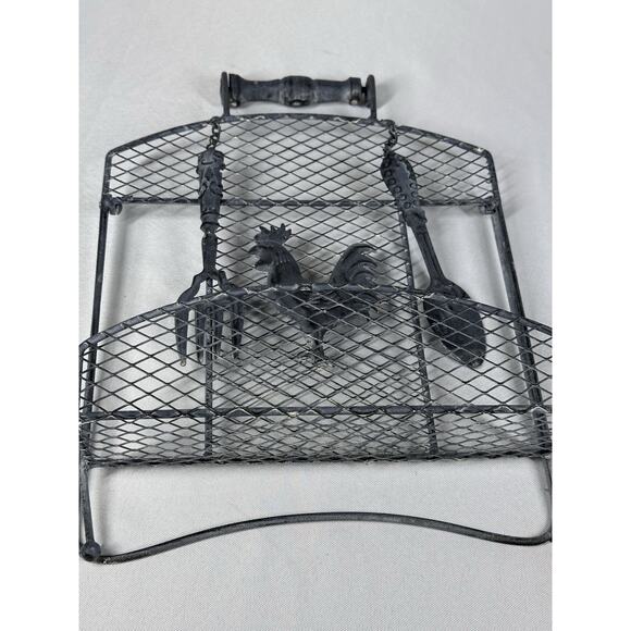 Rustic VTG Metal Rooster Spoon Cookbook Napkins Holder Stand Farmhouse Decor - Picture 10 of 12